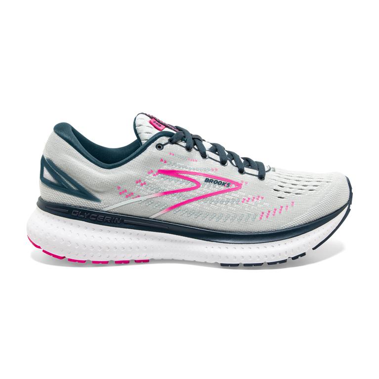 Brooks Glycerin 19 Road Running Shoes - Women's - Ice Flow/Navy/Pink/grey (83746-WGJO)